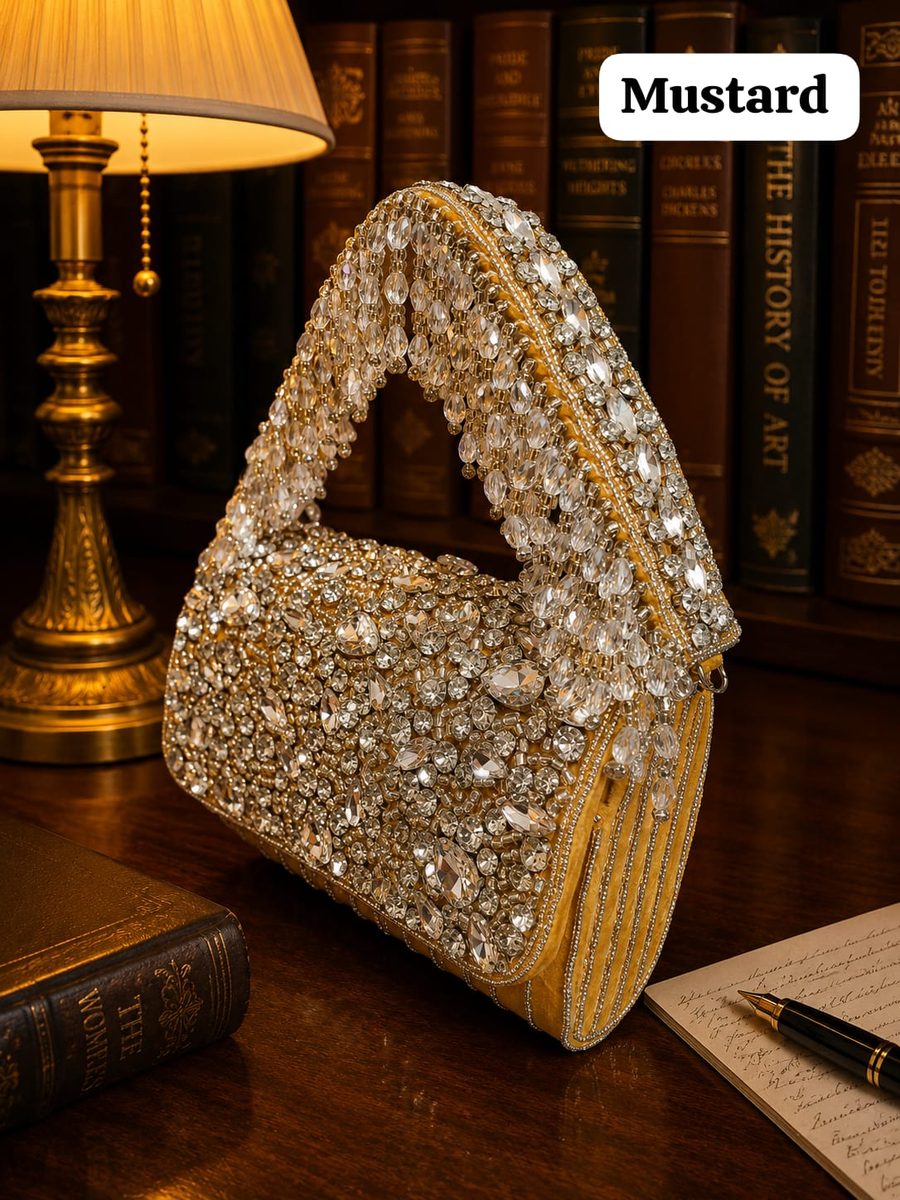 PACKOURA Sugar Crush Crystal Heavy Embroidery Flap Clutch