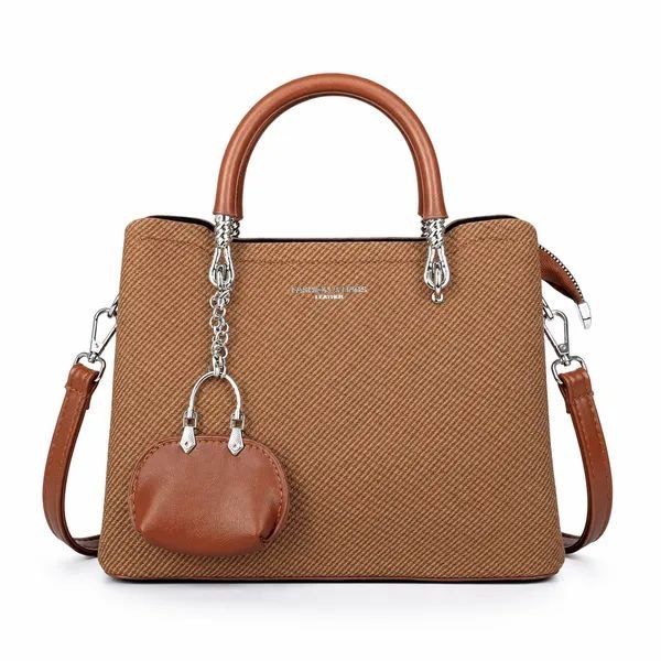 PACKOURA Premium Brown Small Structured Satchel Bag