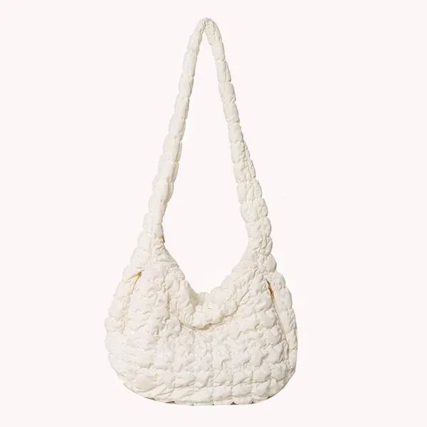 PACKOURA Premium White Quilted Puffer Shoulder Bag
