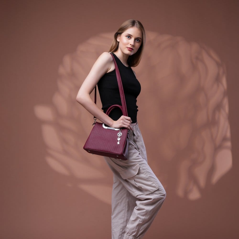 ZP-1 Burgundy Structured Handbag
