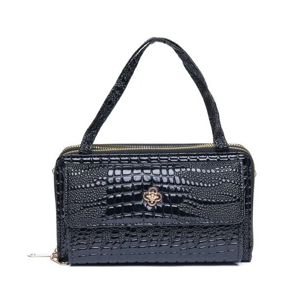 PACKOURA Premium Black Crococharm Mini Sling Bag